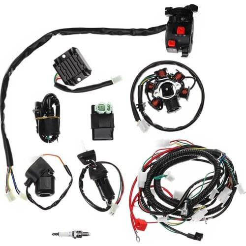 Motorcycle Full Complete Electrics Wiring Harness GY6 CDI Coil Startor Pole Ignition Switch For 150CC For Dirt Bike ATV Quad Pi