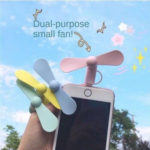 Portable Mini 2 In 1 Mobile Phone Fan, Micro USB Adapter Type IOS Smartphone For Iphone Android Micro Hanldheld Cooling Fan