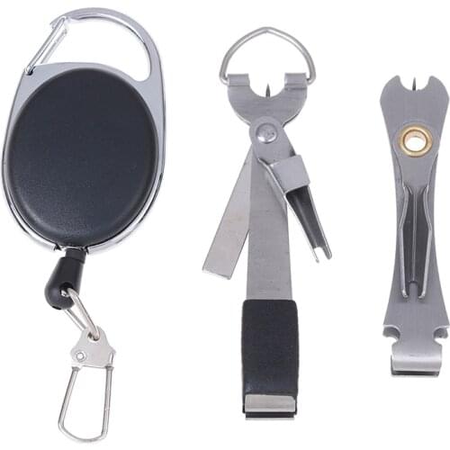 Pro Fast Tie Fishing Quick Knot Tool Nail Knotter Tying Line Cutter Clipper Nipper w/ Zinger Retractor Tackle Accessories