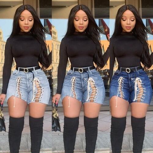 Shorts women harajuku Europe United States womens fashion personality bind denim shorts jeans feminino WYM8635