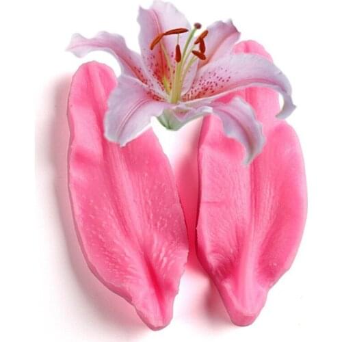 2pcs 3D Lily Flower Petals Embossed Silicone Mold Relief Fondant Cake Decorating Tools Chocolate Gumpaste Candy Clay Moulds