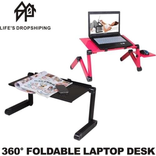 Adjustable Aluminum Laptop Desk Ergonomic Laptop TV Bed Tray Portable PC Table Stand Notebook Table Desk Stand With Mouse Pad