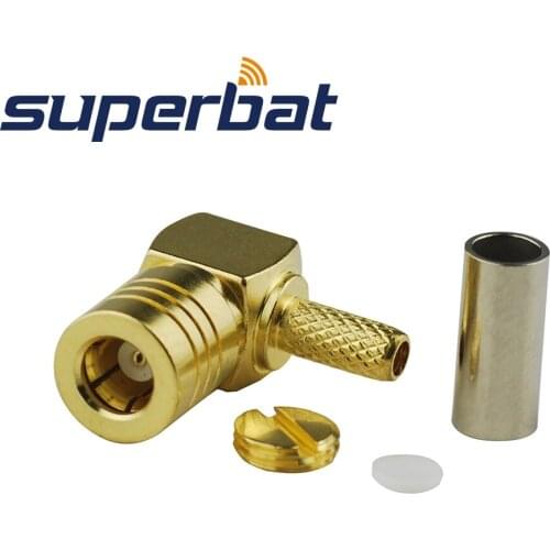Superbat 10pcs SMB Crimp Plug Right Angle RF Coaxial Connector for Cable LMR100,RG316,RG174