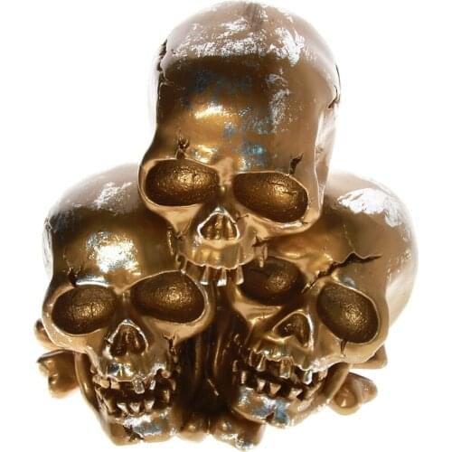 Three Human Headhunted Trophy Skulls Resin Figurine Stacking Skeleton Heads Desktop Decoration Pile Of Skull Halloween Sculpture