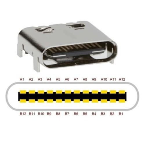 USB 3.1 Type-C 16pin female connector For Mobile Phone Charging port Charging Socket Tow feet plug