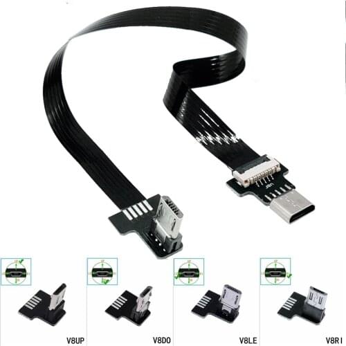 10cm 0.3M FPC Micro USB Female to Micro USB Male F / M Extension Extender Date Charging Short OTG FPV Cable Black 20CM 50CM 1m