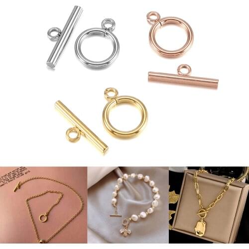 3-6 Sets Gold Fashion Stainless Steel Fastener Bracelet Toggle Clasp Buckle OT Clasps for DIY Connector Jewelry Making Supplies