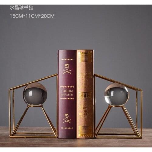 1 pair Modern Simple Style Decoration Crafts Bookends Crystal Ball Bookends Book Shelf Living Room Office Decor