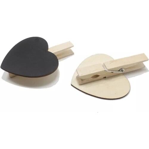 20 pcs Photo Notes Clip Stationery Cute Mini Wooden Blackboard hearts decoration