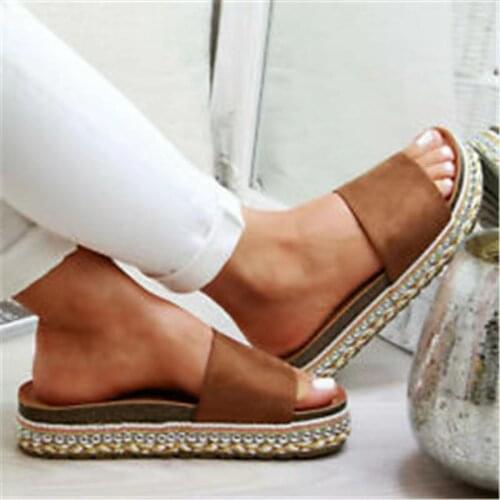 2021 summer womens slipper Muffin Heel waterproof platform high heel leisure shoe sandal size 43