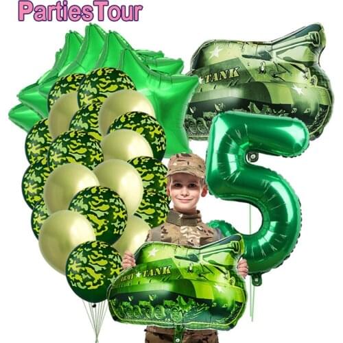 30pcs/set Camo Ballons Military Camouflage Party Theme Tank Balloon Army Soldier 3rd 4th 5th 6th 7th Brithday Party Decor Globos