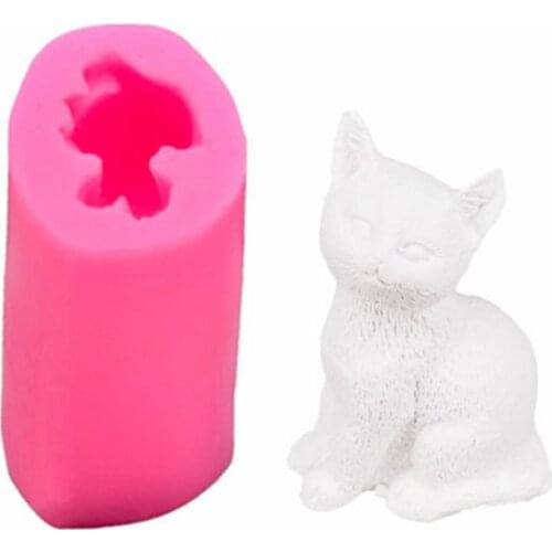 3D Silicone Kitten Shape Baking Mold Christmas Candle Fondant Cake Decoration Mold For Cake Decoration And Chocolate Making
