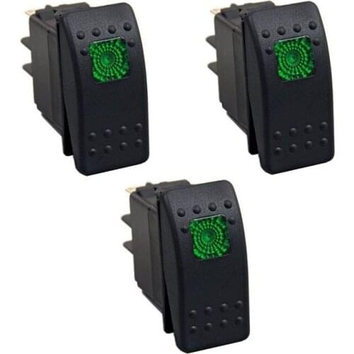 5 pcs 3pins green Light Rocker Switch car boat marine12V 20 Amp 24V,10A