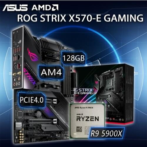 AM4 Asus ROG STRIX X570-E GAMING Motherboard With AMD Ryzen 9 5900X Motherboard CPU Combo AMD X570 Gaming Placa-mãe AM4 Kit New
