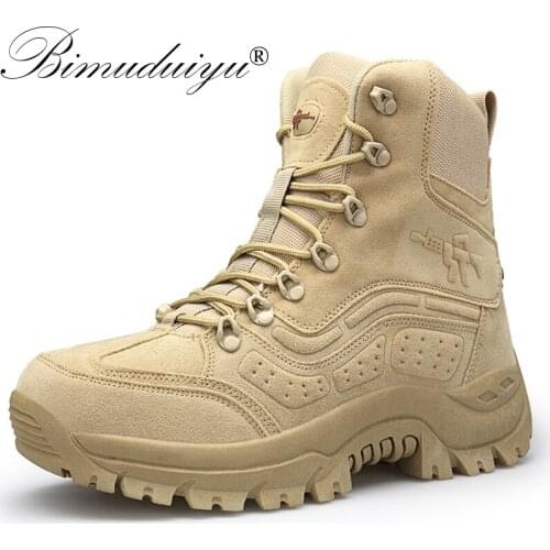 BIMUDUIYU Winter Autumn Men Military Boots Quality Special Force Tactical Desert Combat Ankle Boats Army Work Shoes Snow Boots