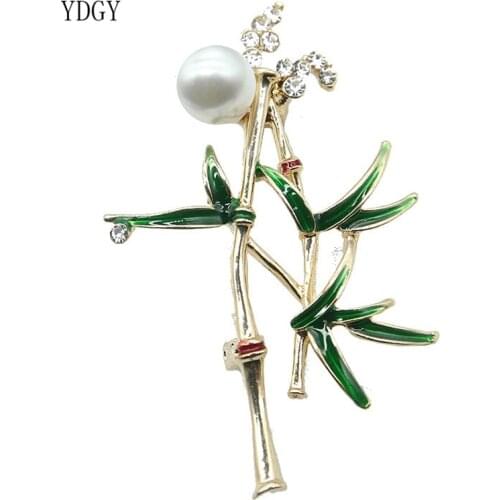 YDGY Baby Green Bamboo Leaves Enamel Brooches For Women And Men High Quality Brooch Pins