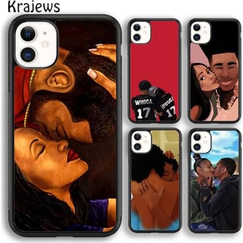 Krajews Arte Afro Couple Black Love soft Phone Case Cover For iPhone SE 2020 6s 7 8 plus X XS XR 11 12 mini pro max coque Shell