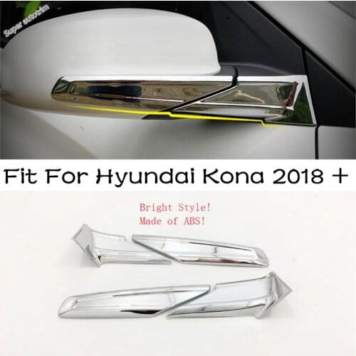 Lapetus Exterior Refit Kit Fit For Hyundai Kona 2018 - 2021 Chrome Rearview Mirror Rubbing Strip Cover Trim ABS Accessories
