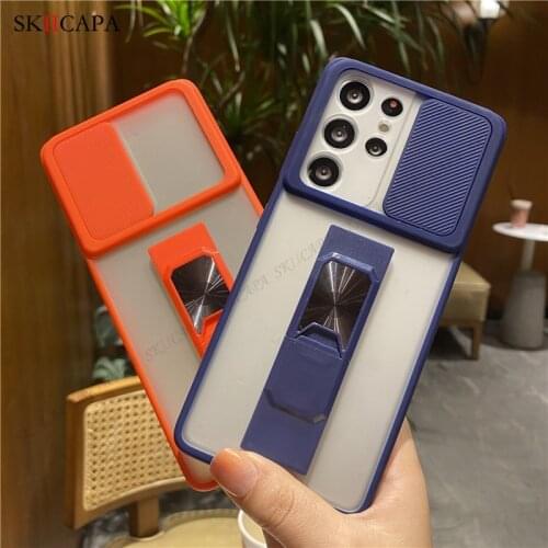 For iPhone 12 11 Pro Max Case Slide Camera Lens Protection Phone Case For iPhone 12 Mini XS Max X XR Stand Holder Silicone Cover