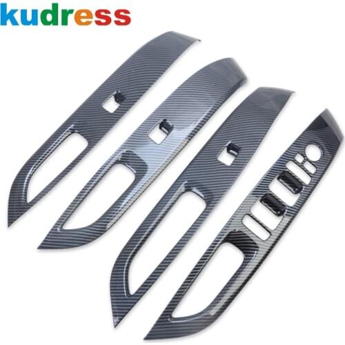 For Hyundai Tucson 2021 2022 2023 Carbon Fiber Door Window Lift Switch Panel Covr Trim Car Interior Accessories 4pcs LHD