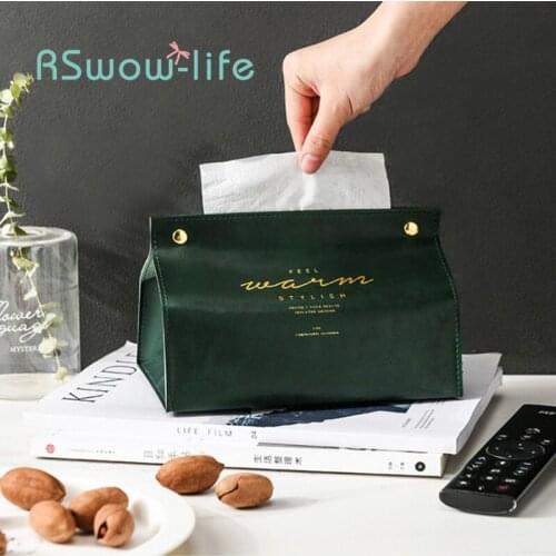 Home PU Leather Rectangular Tissue Paper Napkin Box Office Napkin Holder Pumping Box Dining Table Car Storage Tissue Box