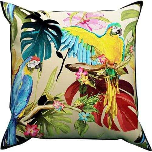 European Tropical Jungle Series Thick Square Living Room Bay Window Sofa Pillow Waist Cushion Back