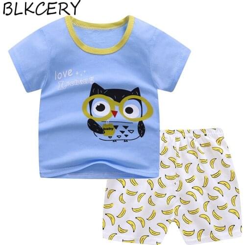 2021 New Fashion Baby Boy Clothing Summer Baby Clothes Sets Girl Cartoon Animals T-shirt Short Pants Little Kid Dress 2pcs/set