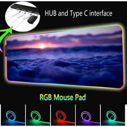 Stitched Edge Rgb Hub Gaming Mouse Mat with 4 Ports LED Backlit Mouse Pad USB Keyboard and Mouse Gamer Big Mousepepad