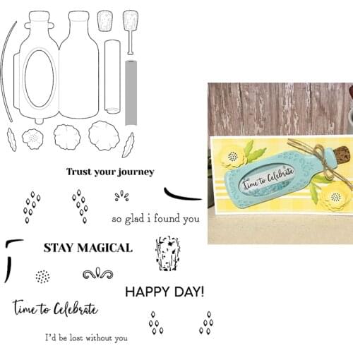 Drifting Bottle Shell Metal Cutting Dies Clear Stamps Transparent Silicone Seal for DIY Scrapbooking Photo Album Decorate