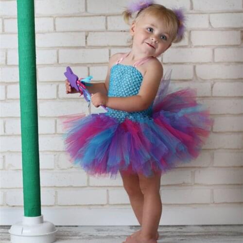 Cute Baby Girls Crochet Tutu Dress Kids Handmade 2Layers Fluffy Tulle Ballet Tutus with Flower Headband Children Party Dresses