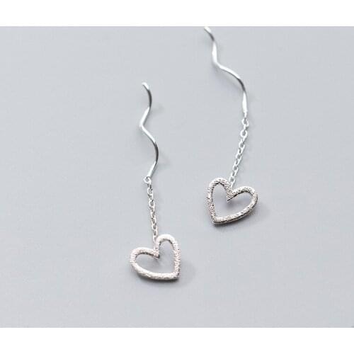 Lovely Long Hollow Out Heart Wave Drop Earrings for Women Girls Party Jewelry quality Dangle Earring Female gift