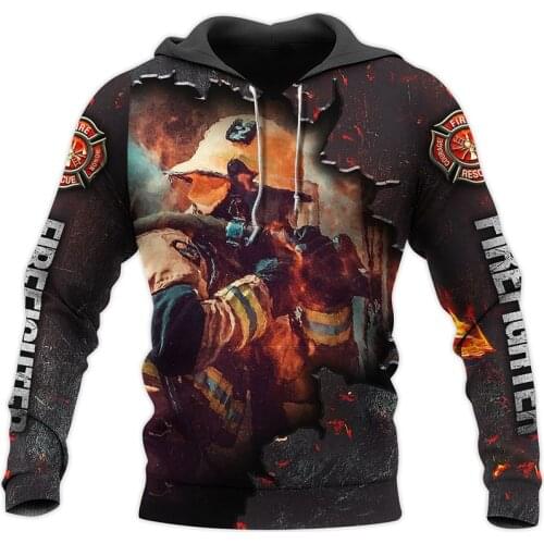 Man Casual Hoodie Fireman 3D Firefighter Print Hoodies Women Zipper Jacket Autumn Spring Coat Long Sleeve Unisex Streetwear 06