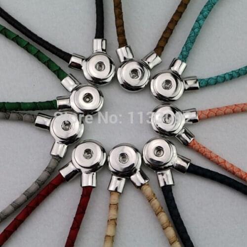 Wholesale 18pcs/lot Mix 9 colors Interchangeable Jewelry PU Leather Diy Snaps Button Pendants Magnetic Clasp Necklace