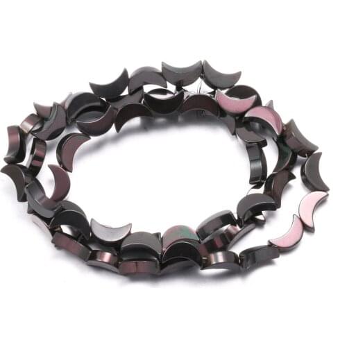 Wholesale Natural Stone Hematite Beads Moon Shape Loose Isolation Beads for Jewelry Making Bracelet DIY Necklace Accessories