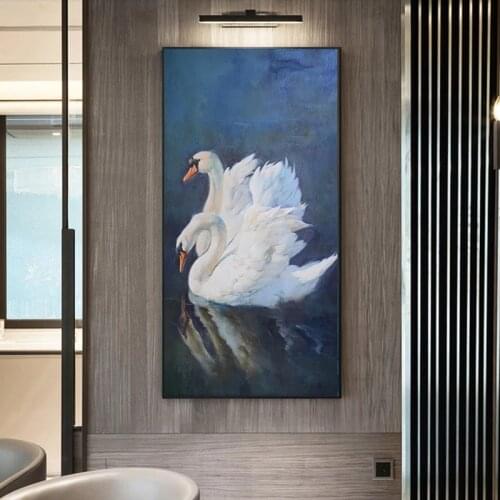Modern Two Swans Canvas Painting Swan Lovers Animal Posters and Prints Wall Art Picture for Living Room Home Decoration Cuadros