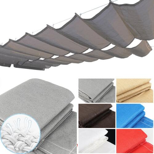 Telescopic Wave Sunshade Grey Net Width 1.2/1.5/2m HDPE Anti-UV Shading Fabric Home Terrace Balcony Canopy Garden Shadow Awning