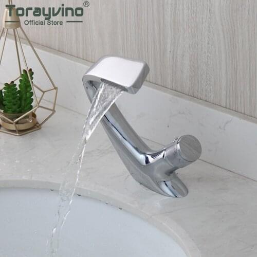 Torayvino Unique Chrome Polished Bathroom Faucet Basin Vessel Sink Design Washbasin Single Handle Deck Mounted Mixer Water Tap