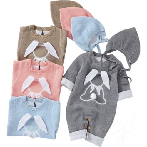Autumn Newborn Embroidery Knitted Romper Autumn Baby Jumpsuit Baby Girl Clothes Long Sleeve Baby Girl Clothing Infant Clothing