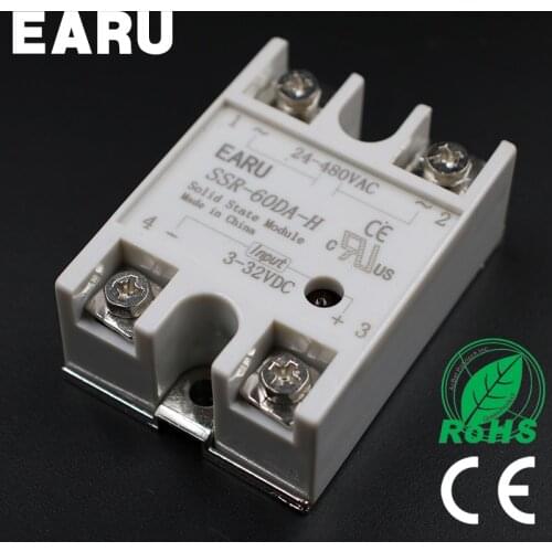 Solid State Relay SSR-60DA-H 60A SSR 60DA-H 3-32V DC TO 90-480V AC solid state Resistance Regulator