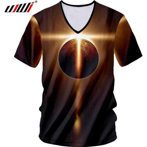 UJWI 3D Tshirt Print Starry Star Universe T-shirts V Neck Mens T Shirts Hombre Hip Hop Streetwear Unisex Short Sleeve Undershirt