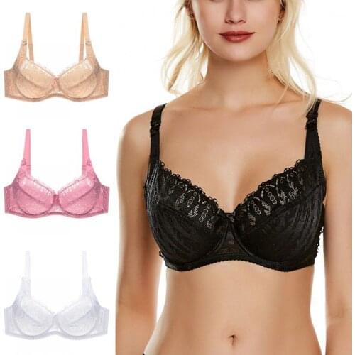 Women Fashion Large Size Lace Thin Section Large Cup With Steel Ring Bras Adjustable comfort and breathable gather Bra