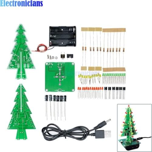 1Set 3D Christmas Tree LED DIY Kit Red/Green/Yellow LED Flash Circuit Kit Electronic Fun Suite Christmas Gift