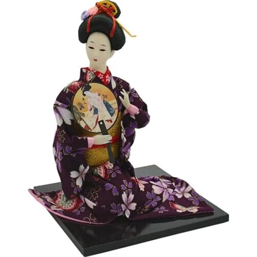 16'' Retro Japanese Samurai Kimono Doll Geisha Kabuki Oriental Doll Model Kids Gift Adults Collection w. Fan