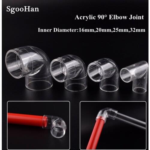 2~10pcs I.D 16~32mm Transparent Acrylic Pipe Aquarium Fish Tank 90° Elbow Connector Plexiglass Water Supply Tube Home DIY Joint