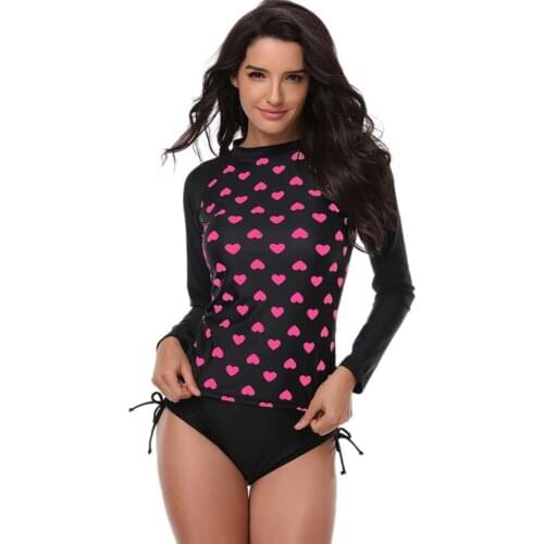 2018 New Women Plus Size Swimsuit Dot Printed Surfing Suit UV Sun Protection Long Sleeves Swimwear Rash Guards Sportswear