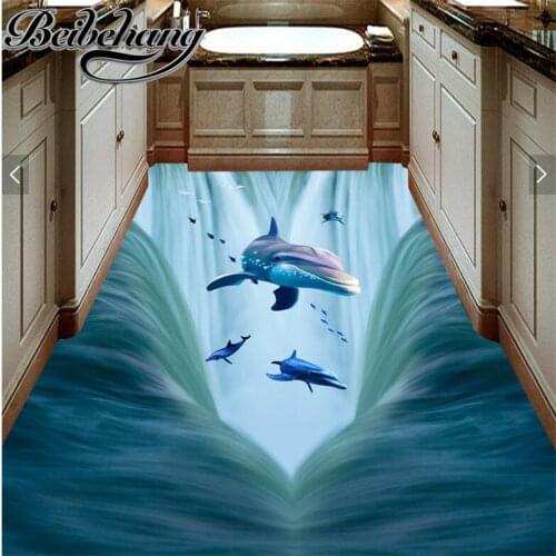 Beibehang Custom large flooring stickers 3D waterfalls sea bathroom walkway 3D floor living room self-adhesive floor painting