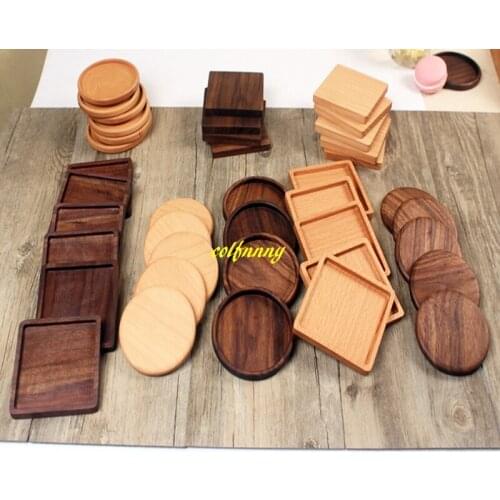 500pcs/lot FAST Shipping 8.8cm Beech & Walnut Wood Coasters Cup Coffee Tea Cup Pads Drinking Mat Teapot Drink Coaster