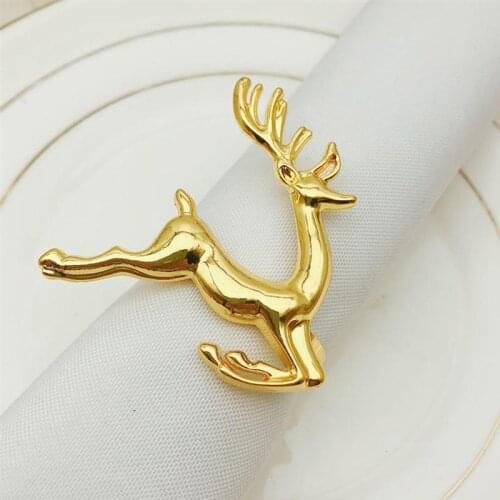 8Pcs Deer Napkin Holder Christmas Holiday Wedding Napkin Rings Dinning Table Setting Decor Serviette Buckles