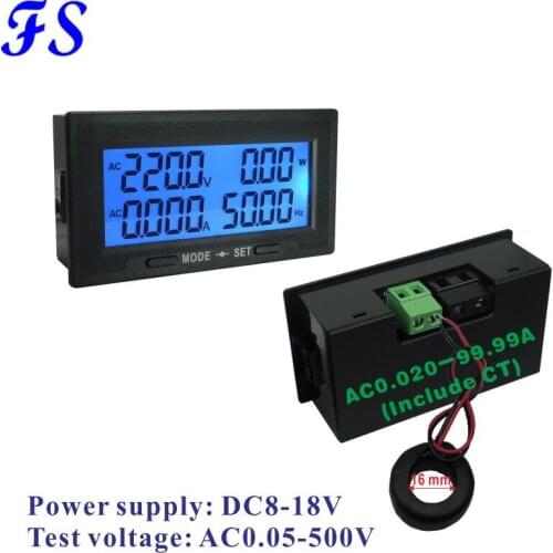 AC 100A Ampere Meter AC 0-500V Voltage Meter 6 in 1 Intelligent Meter