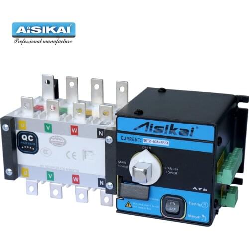 AISIKAI 63A 4P ATS controller dual power automatic transfer switch parts 220V 380V electric diesel generator panel board 3phase